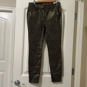 White House Black Market Mid-Rise Metallic Skinny Ankle Jeans 8
